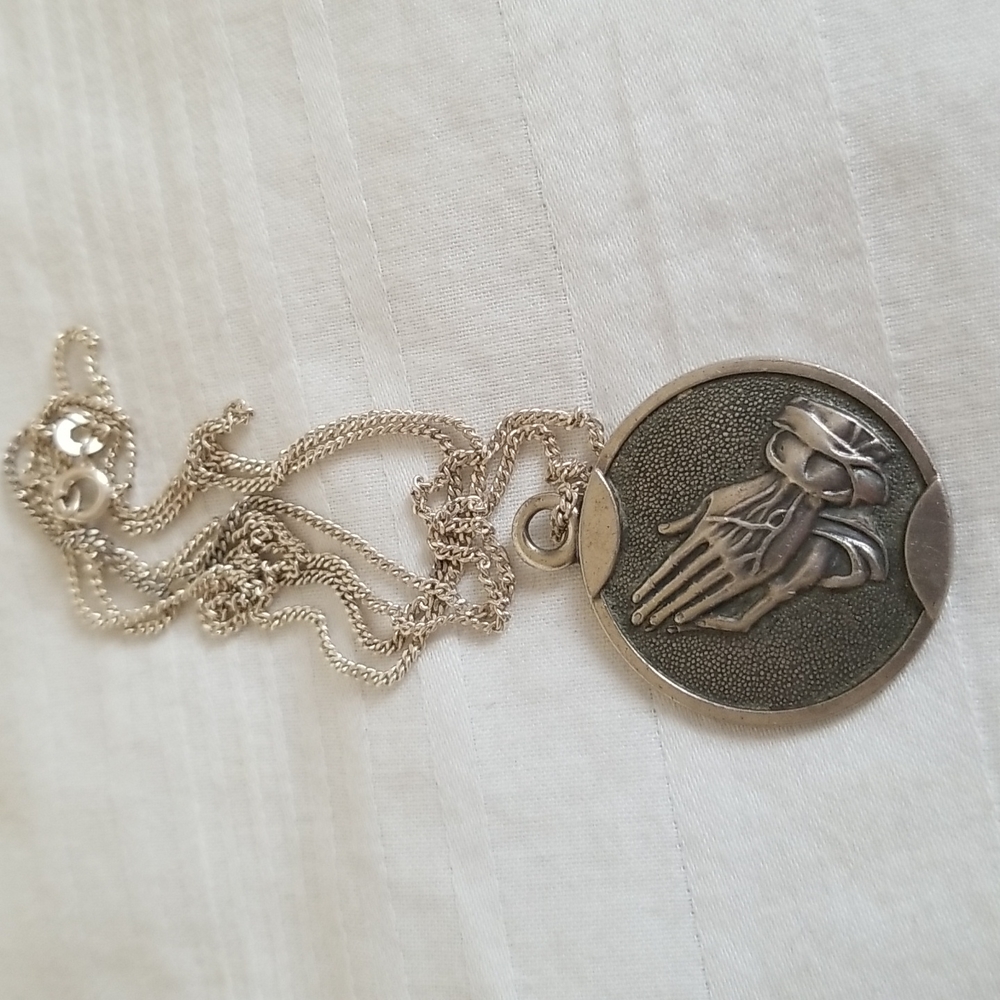 Sterling Silver Serenity Prayer Hands Necklace - Picture 2 of 6